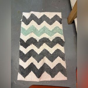 Chevron Pattern Rug in Gray and Mint